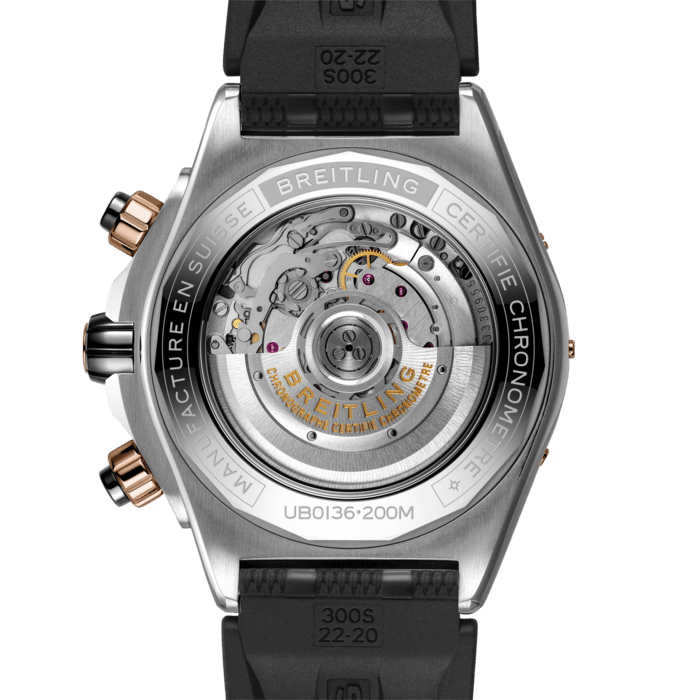 Breitling Super Chronomat B01 44 Black Dial Black Rubber Strap Watch for Men - UB0136251B1S1