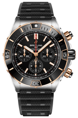 Breitling Super Chronomat B01 44 Black Dial Black Rubber Strap Watch for Men - UB0136251B1S1