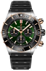 Breitling Super Chronomat B01 44 Green Dial Black Rubber Strap Watch for Men - UB0136251L1S1