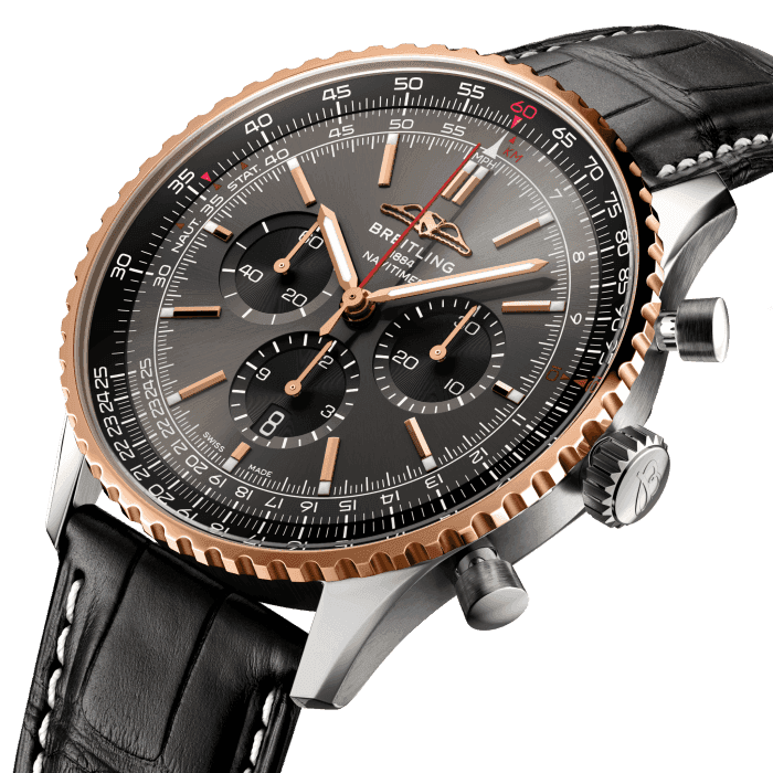 Breitling Navitimer B01 Chronograph 46 Grey Dial Black Leather Strap Watch for Men - UB01371A1B1P1