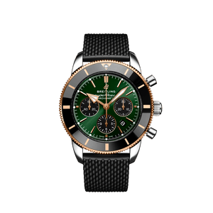 Breitling Superocean Heritage B01 Chronograph 44 Limited Edition Green Dial Black Mesh Bracelet Watch for Women - UB01622A1L1S1