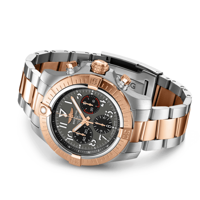 Shop Breitling Avenger B01 Chronograph 45 18K Red Gold Anthracite Dial Two Tone Steel Strap Watch for Men - UB01821A1B1U1 in USA