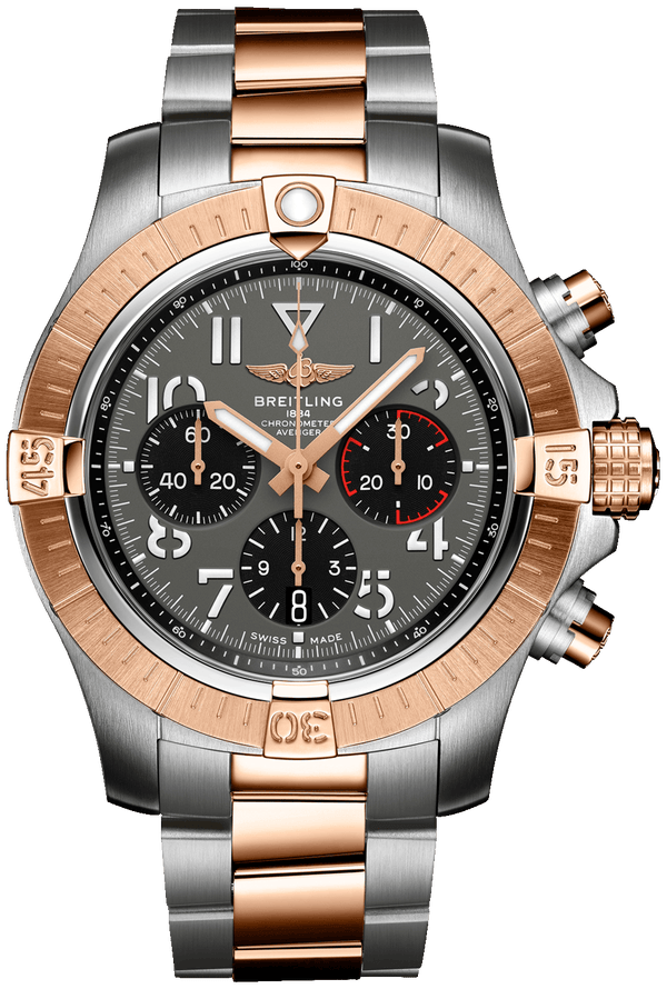 Breitling Avenger B01 Chronograph 45 18K Red Gold Anthracite Dial Two Tone Steel Strap Watch for Men - UB01821A1B1U1