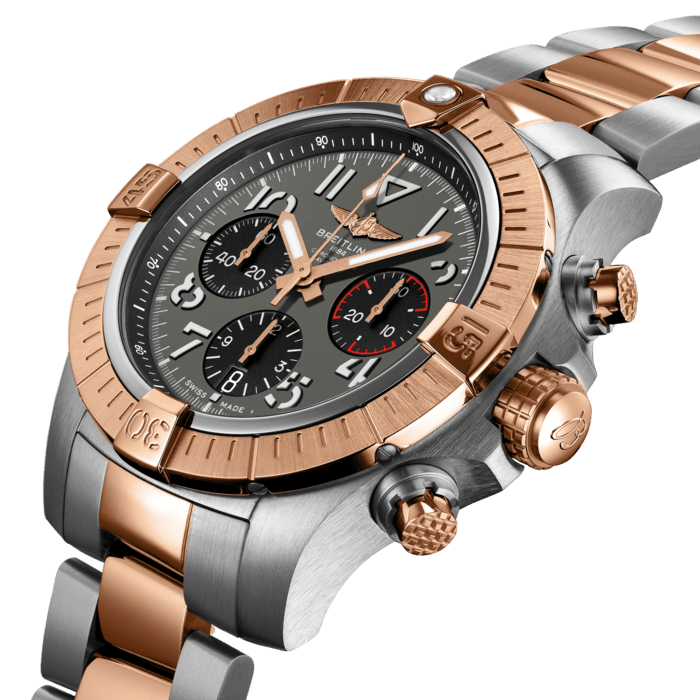 Shop Breitling Avenger B01 Chronograph 45 18K Red Gold Anthracite Dial Two Tone Steel Strap Watch for Men - UB01821A1B1U1 in USA
