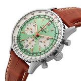 Shop Breitling Navitimer B01 Chronograph 41 Green Dial Brown Leather Strap Watch for Men - AB0139211L1P1 in USA
