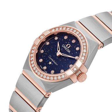 Shop Omega Constellation Quartz Diamonds Blue Dial Two Tone Steel Strap Watch for Women - 131.25.25.60.53.002 in USA