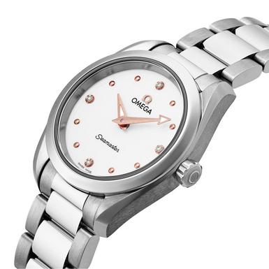 Shop Omega Seamaster Aqua Terra Quartz Diamond Silver Dial Silver Steel Strap Watch for Women - 220.10.28.60.54.001 in USA