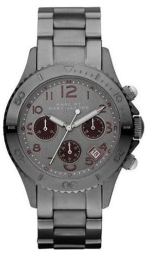 Shop Marc Jacobs Rock Chronograph Gunmetal Grey Dial Grey Steel Strap Watch for Men - MBM3160 in USA