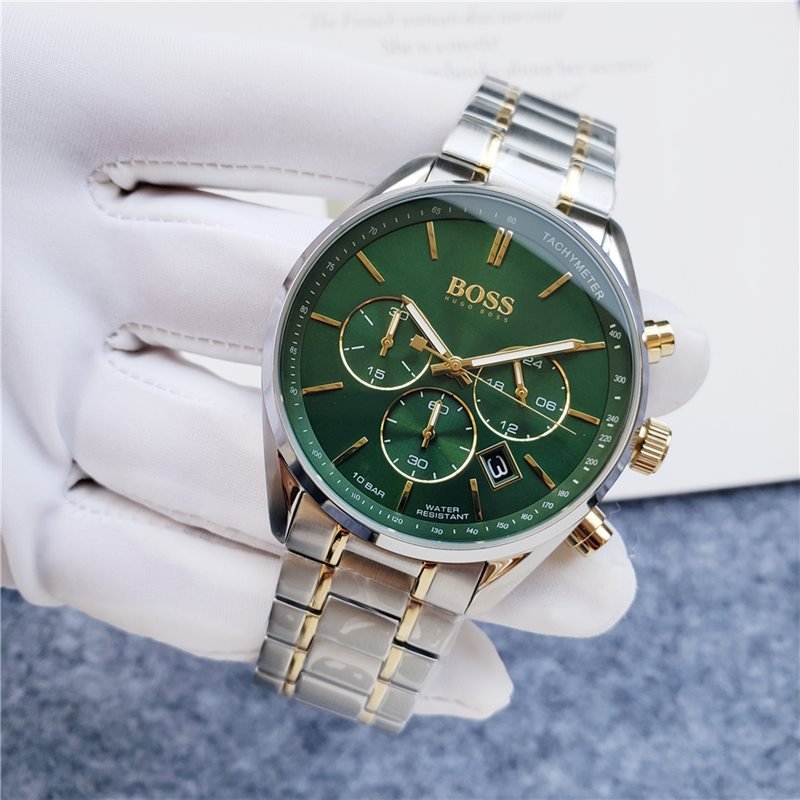 Hugo Boss Champion Chronograph Green Dial Two Tone Steel Strap Watch for Men - 1513878 Buy Now By Hugo Boss
