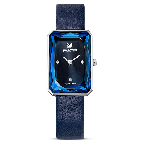 Shop Swarovski Uptown Crystal Blue Dial Blue Leather Strap Watch for Women - 5547713 in USA