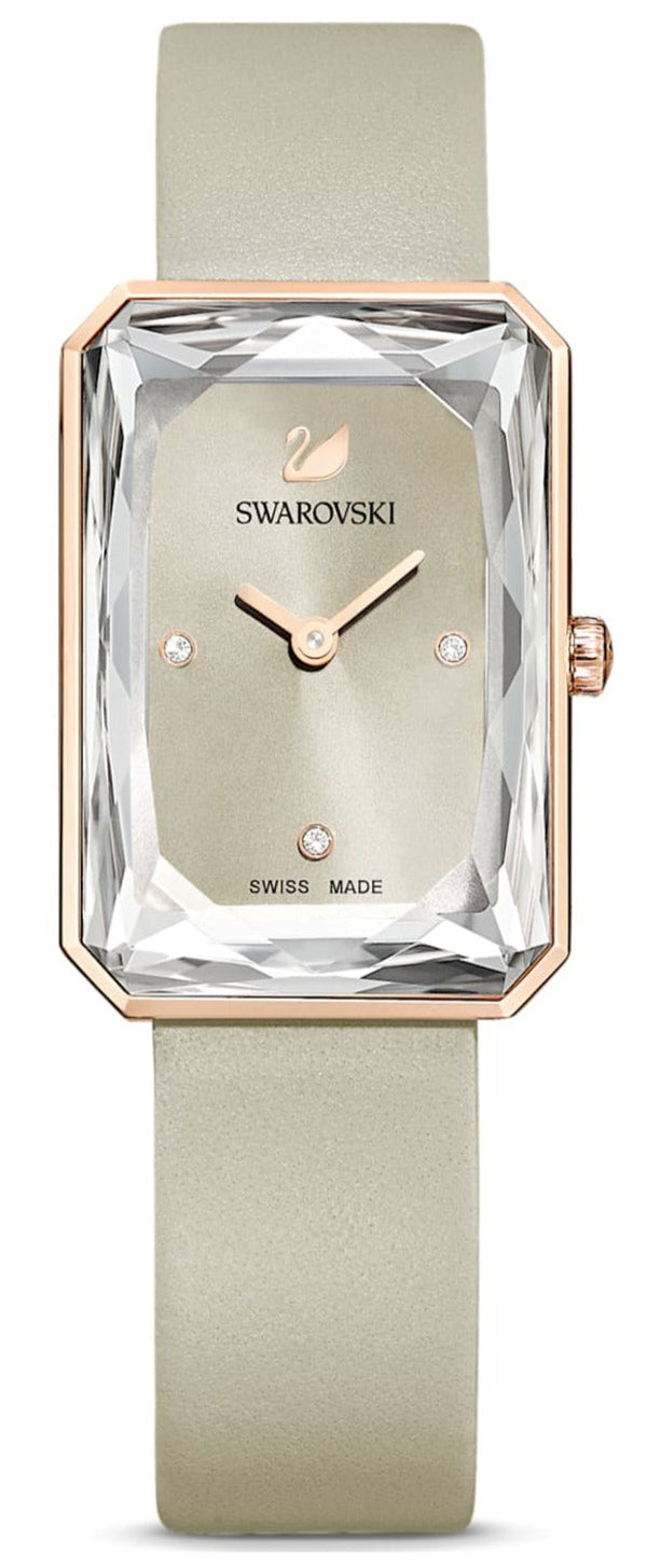 Shop Swarovski Uptown Crystal Grey Dial Grey Leather Strap Watch for Women - 5547716 in USA