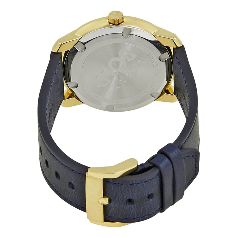 Shop Movado Bold Gold Dial Blue Leather Strap Watch For Men - 3600469 in USA