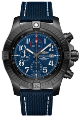 Breitling Super Avenger Chronograph 48 Night Mission Blue Dial Blue Leather Strap Watch for Men - V13375101C1X2