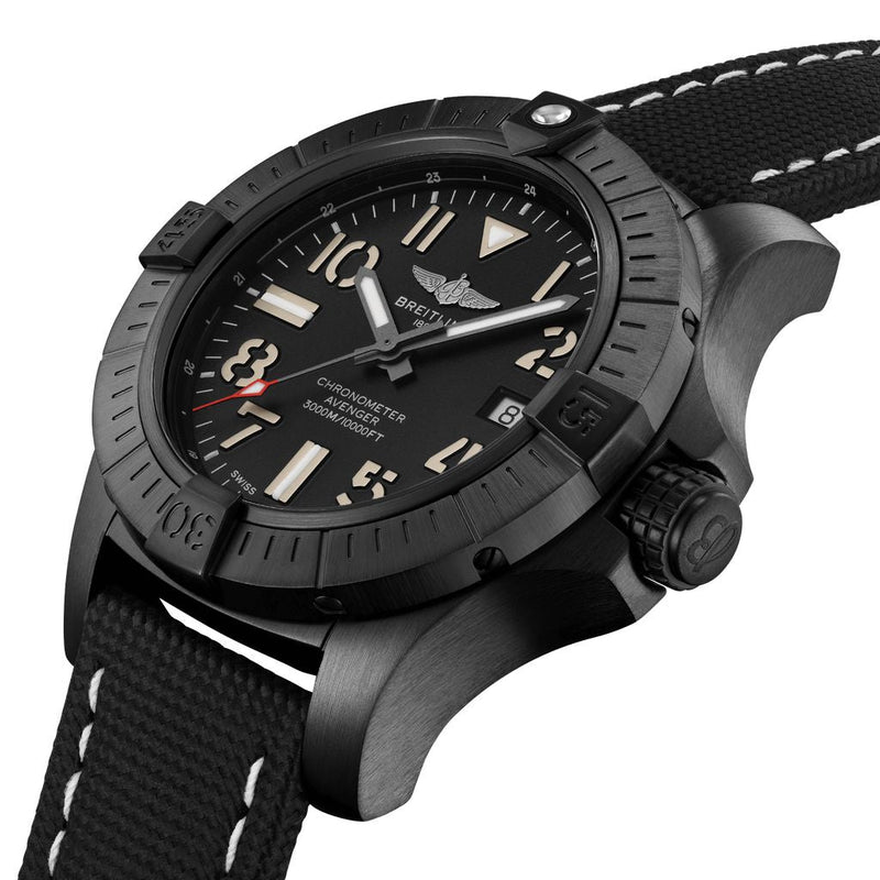 Shop Breitling Avenger Automatic 45 Seawolf Night Mission Black Dial Black Nylon Strap Watch for Men - V17319101B1X1 in USA