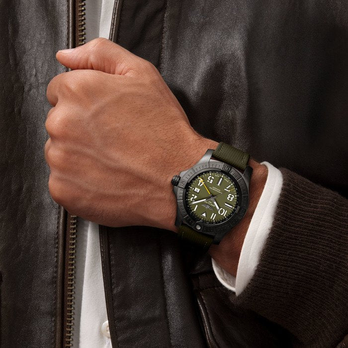 Shop Breitling Avenger Automatic GMT 45 Night Mission Green Dial Green Nylon Strap Watch for Men - V323952A1L1X1 in USA