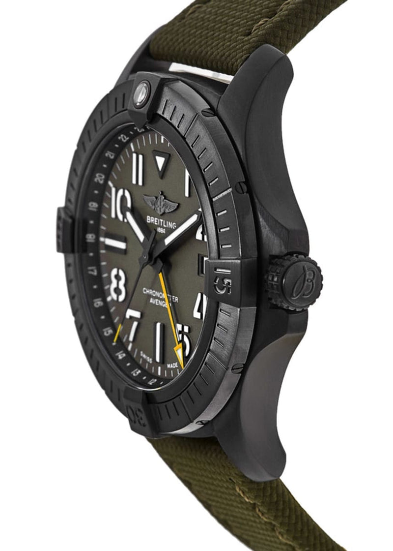 Shop Breitling Avenger Automatic GMT 45 Night Mission Green Dial Green Nylon Strap Watch for Men - V323952A1L1X1 in USA