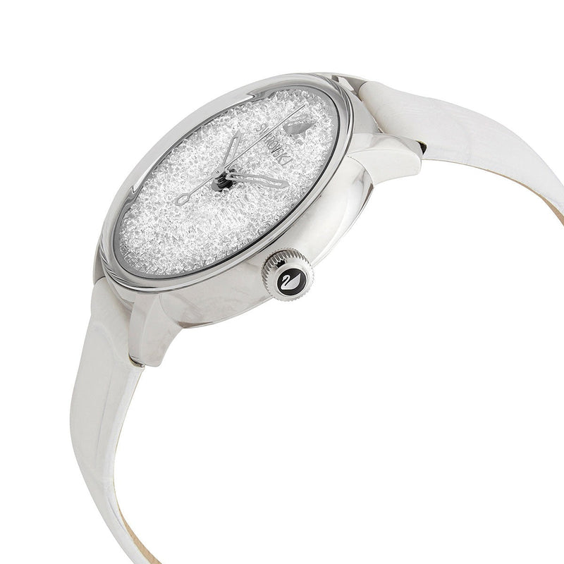 Shop Swarovski Crystalline Hours Silver Dial White Leather Strap Watch for Women - 5295383 in USA