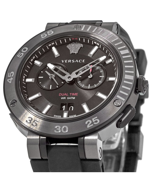Versace V Extreme Chronograph Black Tone Dial Black Rubber Strap Watch for Men - VCN020017 Buy Now By Versace