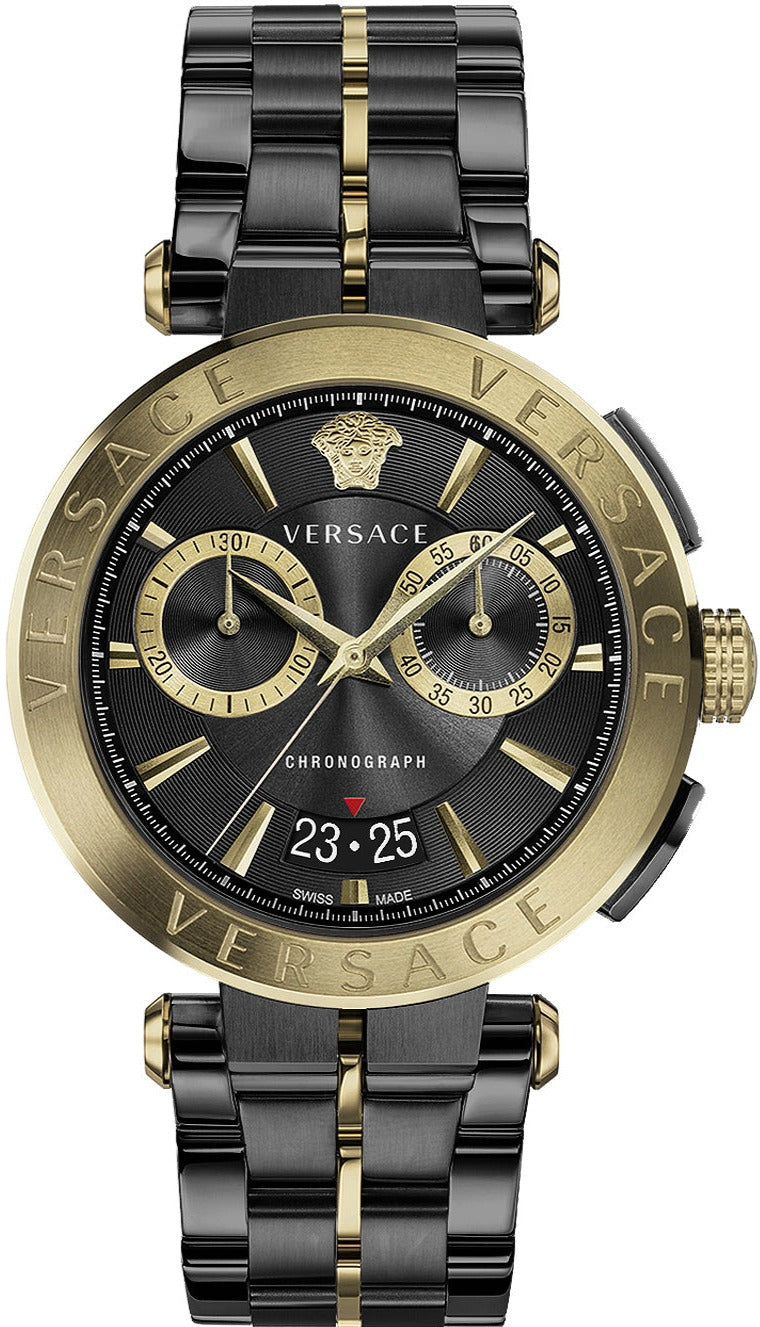 Versace Aion Chronograph Black Dial Black Steel Strap Watch for Men - VE1D01620 Buy Now By Versace