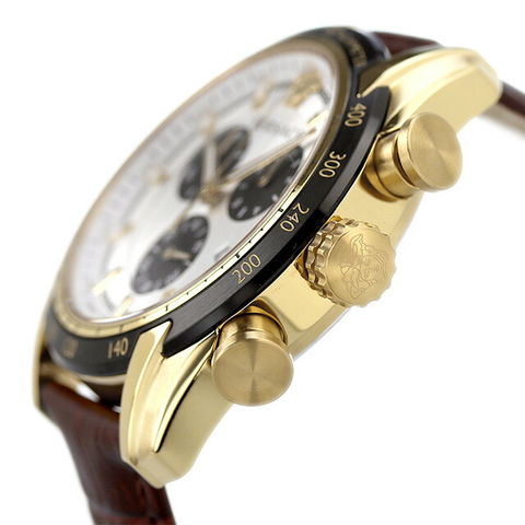 Versace V-Ray Chronograph Quartz White Dial Brown Leather Strap Watch For Men - VE2I00221 Buy Now By Versace