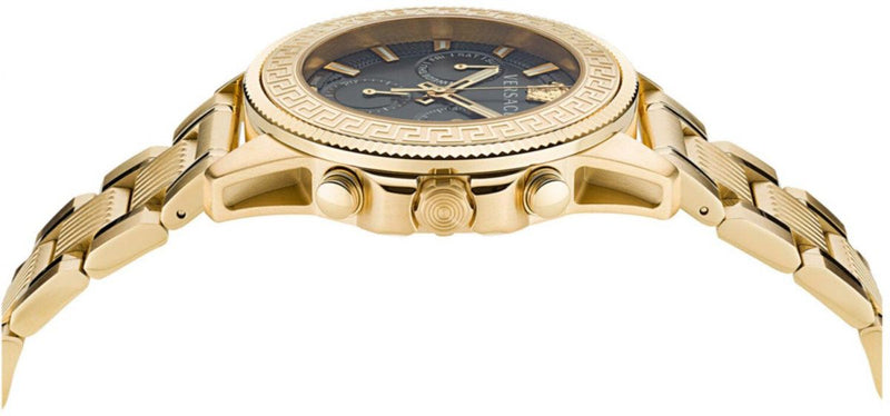 Versace Greca Action Chronograph Black Dial Gold Steel Strap Watch For Men - VE3J00622 Buy Now By Versace