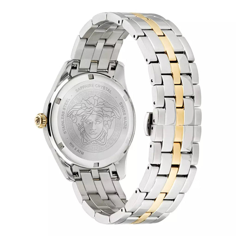 Versace Greca Time Quartz Green Dial Two Tone Steel Strap Watch For Men - VE3K00422 Buy Now By Versace