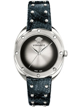 Versace Shadov Quartz Silver Dial Black Snake Leather Strap Watch for Women - VEBM00118 Buy Now By Versace