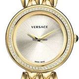 Versace V Flare Diamonds Silver Dial Gold Steel Strap Watch for Women - VEBN00918 Buy Now By Versace