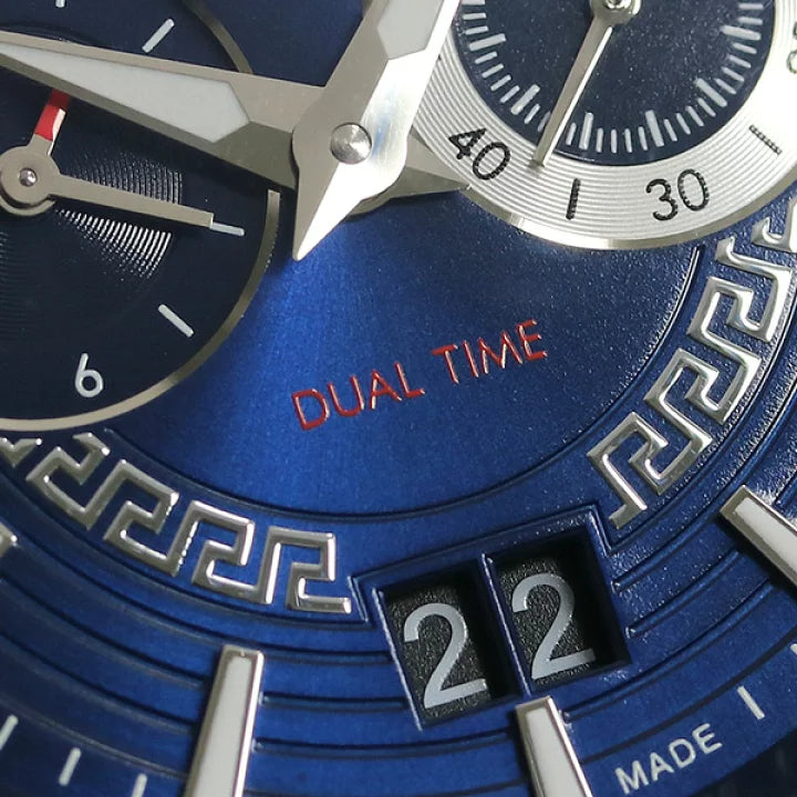 Versace V Race Chronograph Quartz Blue Dial Blue Leather Strap Watch For Men - VEBV00419 Buy Now By Versace