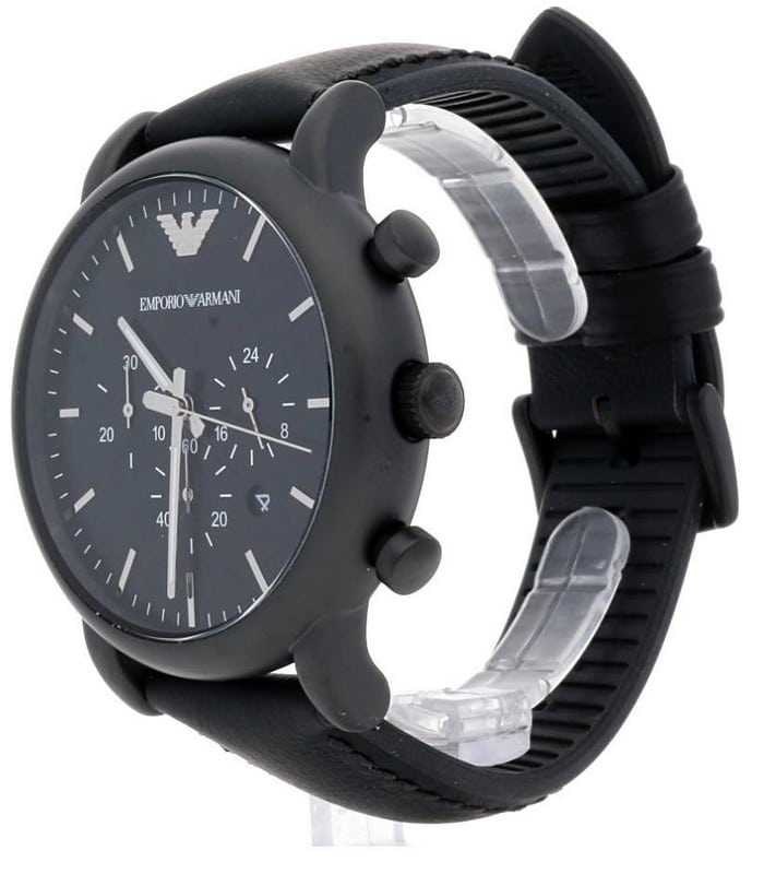Emporio Armani Luigi Chronohraph Black Dial Black Leather Strap Watch For Men - AR1970 Buy Now By Emporio Armani