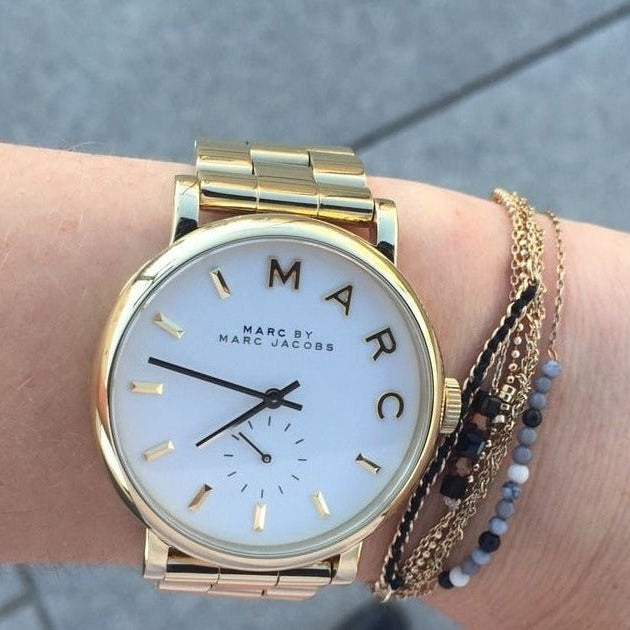 Marc Jacobs Baker White Dial Gold Steel Strap Watch for Women - MBM3243 Buy Now By Marc Jacobs