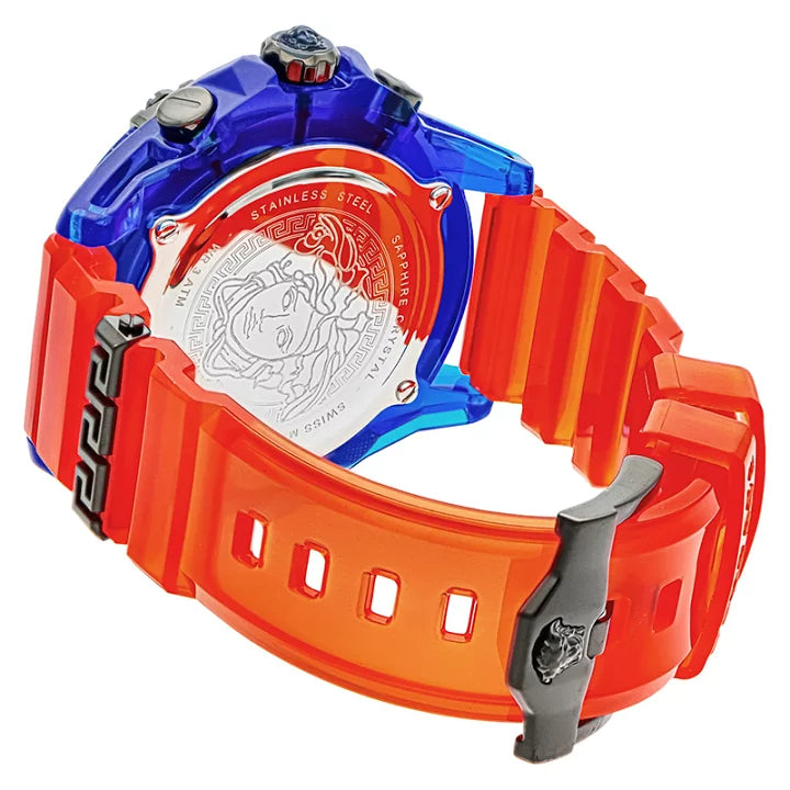 Versace Icon Active Chronograph Quartz Blue Dial Orange Rubber Strap Watch For Men - VEZ700922 Buy Now By Versace