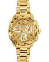 Versace Dylos Chronograph Gold Dial Gold Steel Strap Watch for Men - VQC040015 Buy Now By Versace