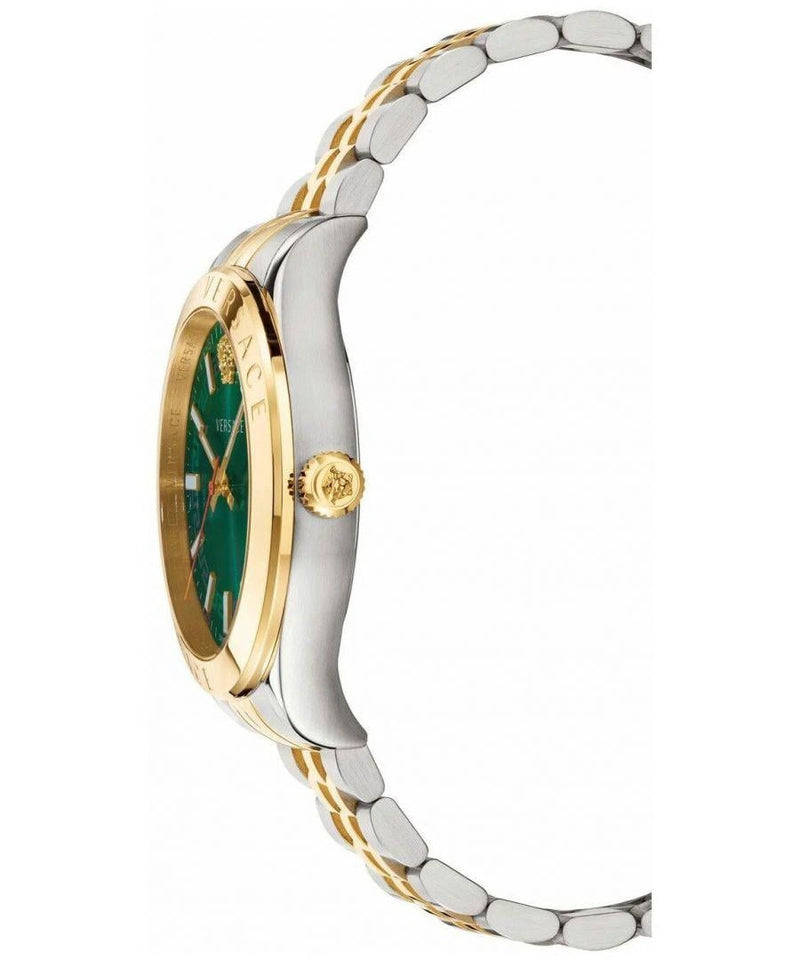 Versace Hellenium Green Dial Two Tone Steel Strap Watch for Men - VEVK00620 Buy Now By Versace