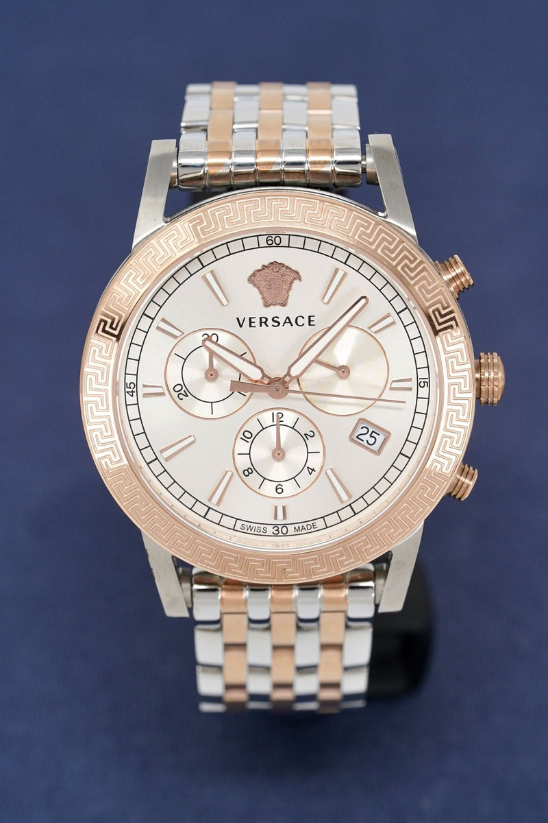 Versace Sport Tech Chronograph While Dial Two Tone Steel Strap Watch for Men - VELT00319 Buy Now By Versace