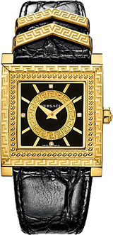 Versace VD-25 Diamonds Black Dial Black Leather Strap Watch for Women - VQF020015 Buy Now By Versace
