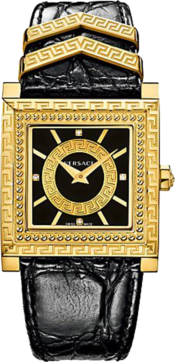 Versace VD-25 Diamonds Black Dial Black Leather Strap Watch for Women - VQF020015 Buy Now By Versace