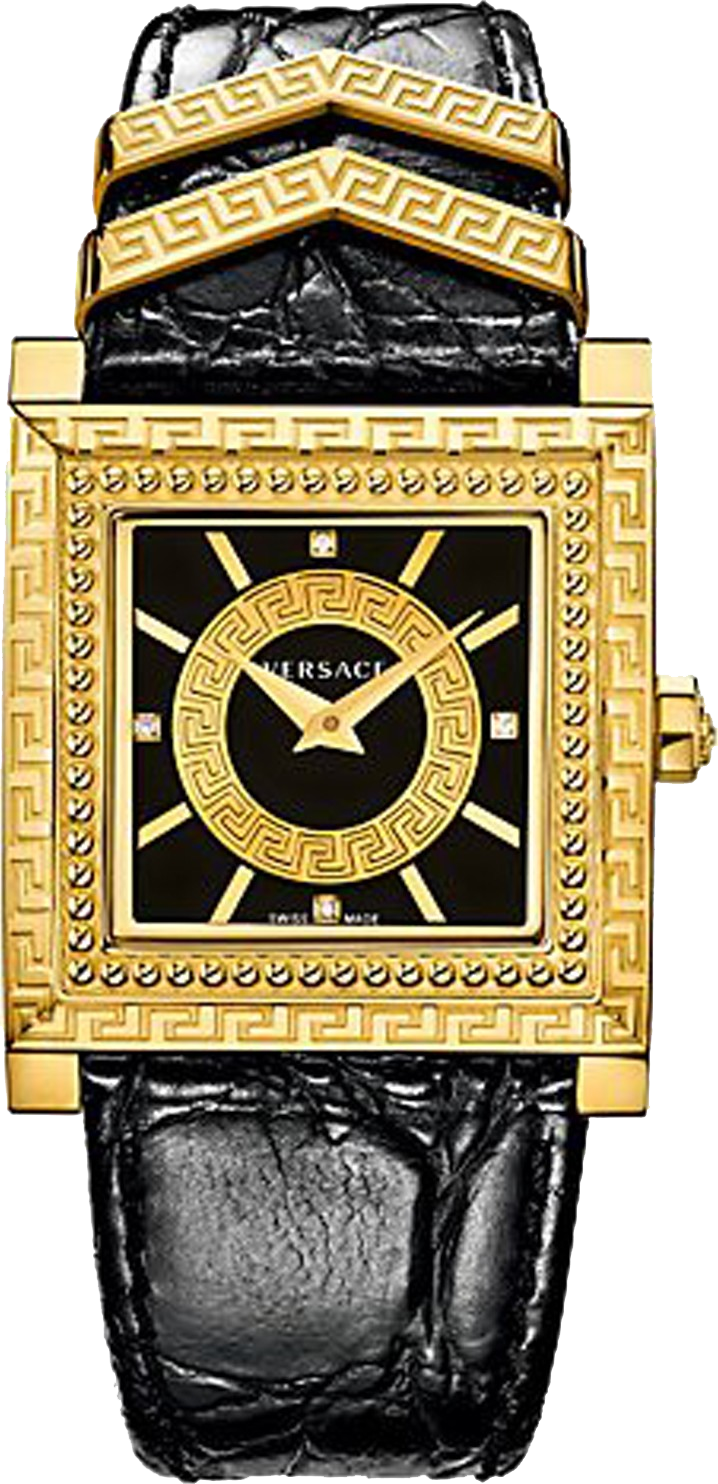Versace VD-25 Diamonds Black Dial Black Leather Strap Watch for Women - VQF020015 Buy Now By Versace
