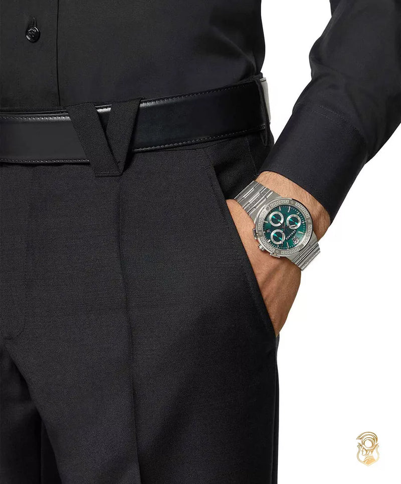 Versace Grace Chronograph Quartz Green Dial Silver Steel Strap Watch For Men - VEZ900121 Buy Now By Versace