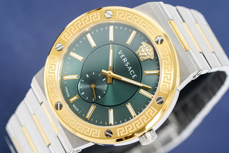 Versace Greca Green Dial Silver Steel Strap Watch for Men - VEVI00420 Buy Now By Versace