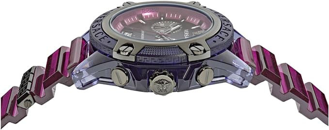 Shop Versace Icon Active Chronograph Black Dial Purple Rubber Strap Watch For Men - VEZ701423 in USA