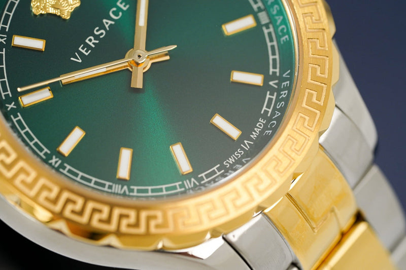 Versace Hellenyium Green Dial Two Tone Steel Strap Watch for Women - V12050015 Buy Now By Versace