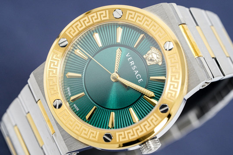 Versace Greca Green Dial Silver Steel Strap Watch for Women - VEVH00720 Buy Now By Versace