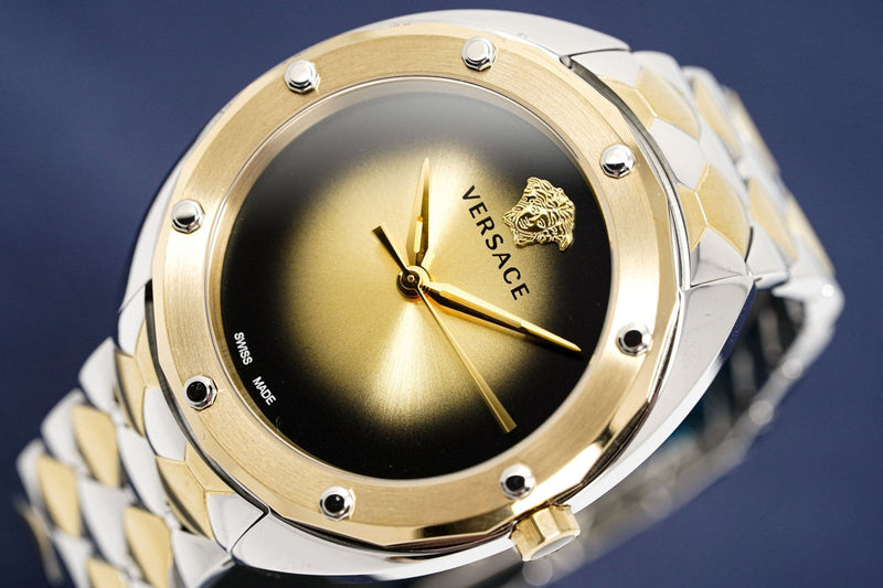 Versace Shadov Quartz Gold Dial Two Tone Steel Strap Watch for Women - VEBM00518 Buy Now By Versace