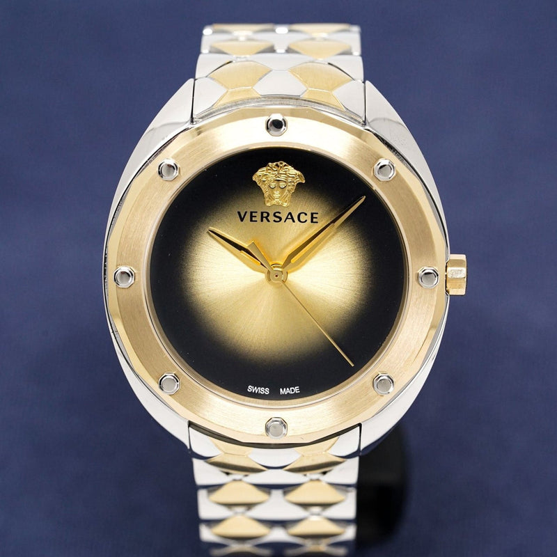Versace Shadov Quartz Gold Dial Two Tone Steel Strap Watch for Women - VEBM00518 Buy Now By Versace
