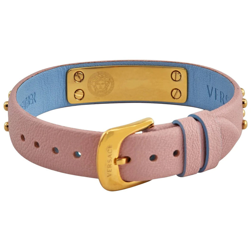Versace Medusa Lock Icon Quartz Gold Dial Pink & Blue Leather Strap Watch For Women - VEDW00219 Buy Now By Versace