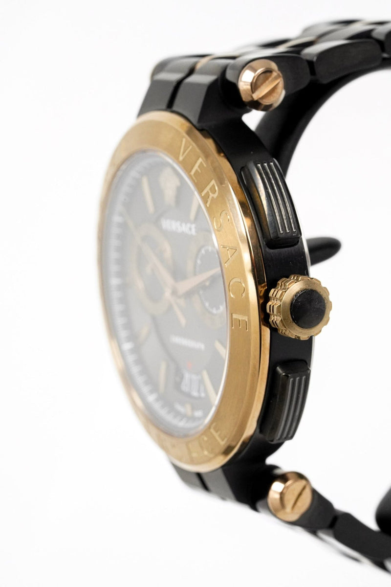 Versace Aion Chronograph Black Dial Grey Steel Strap Watch for Men - VBR050017 Buy Now By Versace