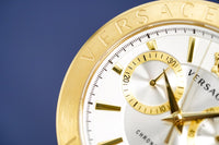 Versace V Racer Chronograph White Dial Gold Steel Strap Watch for Men - VBR060017 Buy Now By Versace