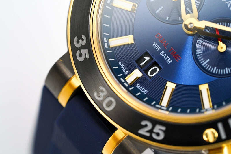 Versace V Extreme Chronograph Blue & Gold Tone Dial Blue Rubber Strap Watch for Men - VCN010017 Buy Now By Versace
