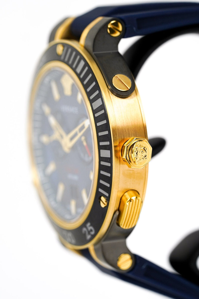 Versace V Extreme Chronograph Blue & Gold Tone Dial Blue Rubber Strap Watch for Men - VCN010017 Buy Now By Versace